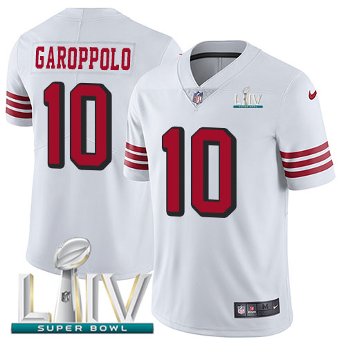 San Francisco 49ers Nike #10 Jimmy Garoppolo White Super Bowl LIV 2020 Rush Youth Stitched NFL Vapor Untouchable Limited Jersey